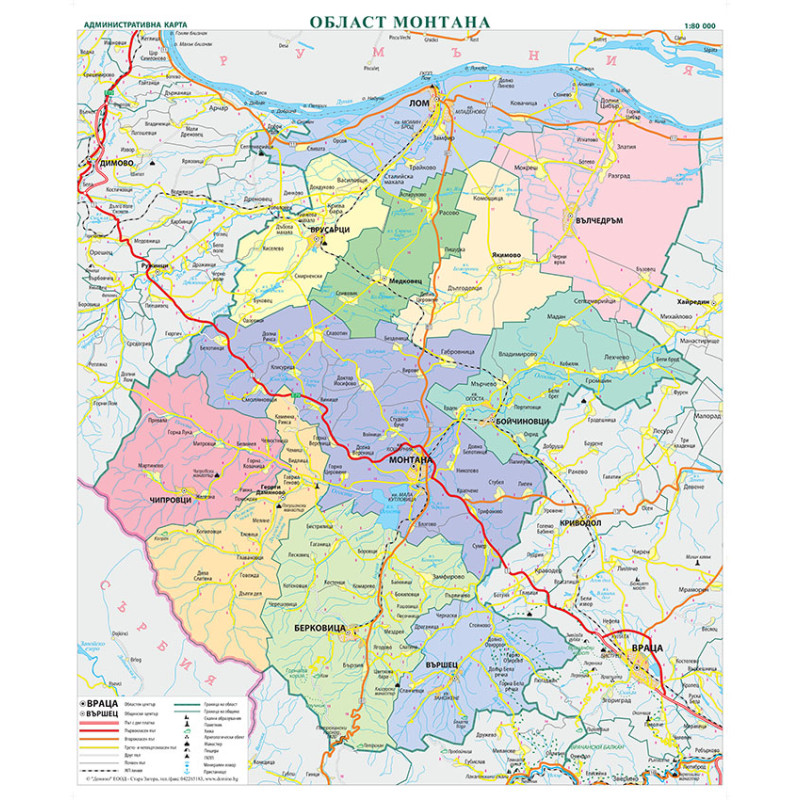 Област Монтана, стенна карта
