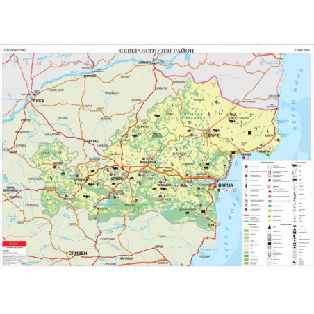 България - Североизточен район, стопанство, стенна карта