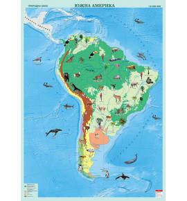 Южна Америка. Природни зони, стенна карта