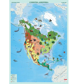 Северна Америка. Природни зони, стенна карта